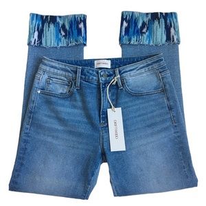 Driftwood Colette Straight Leg Embroidered Cuff Cropped Jeans Size 26